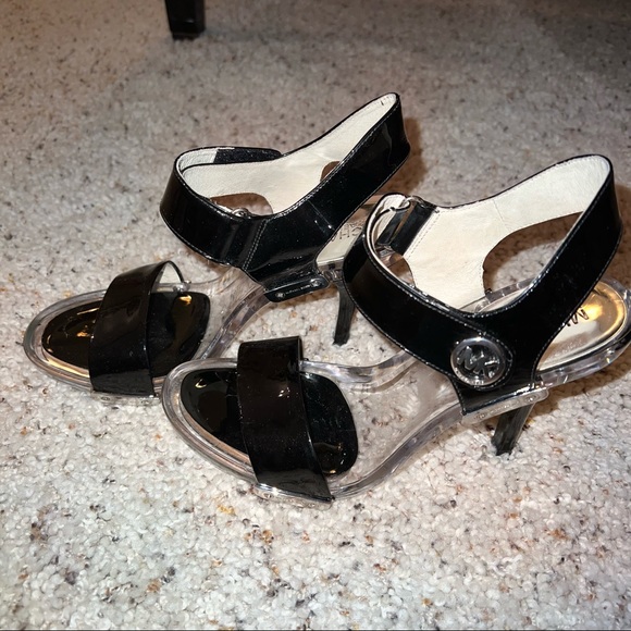 Michael Kors Leather Black Clear Heels - Picture 3 of 8